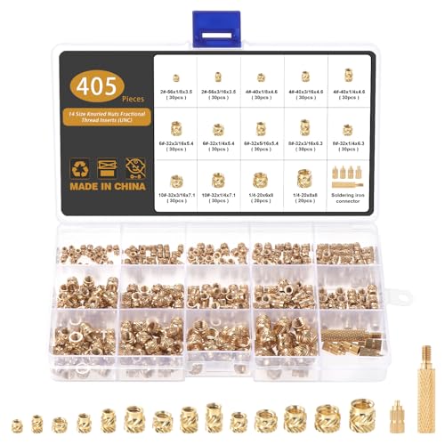 Gueenky 405 Stück 3D Druck Gewindeeinsatz, 2# 4# 6# 8# 10# 1/4-20 Einpressmuttern Messing Einschmelzmuttern mit Lötkolben Einschmelzhilfe, 14 Größen Schmelzgewinde Einbettungsmuttern Sortiment Gueenky 405 Stück 3D Druck Gewindeeinsatz, 2# 4# 6# 8# 10# 1/4-20 Einpressmuttern Messing Einschmelzmuttern mit Lötkolben Einschmelzhilfe, 14 Größen Schmelzgewinde Einbettungsmuttern Sortiment von Gueenky