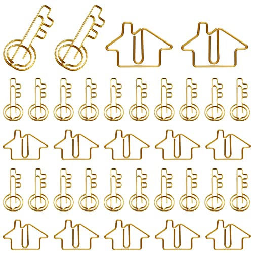 50 Stück Büroklammern in Hausform, 50 Stück Schlüsselförmige Draht-Büroklammern aus Metall, bunte Büroklammern, Schreibtischzubehör, Geschenk von Gueevin