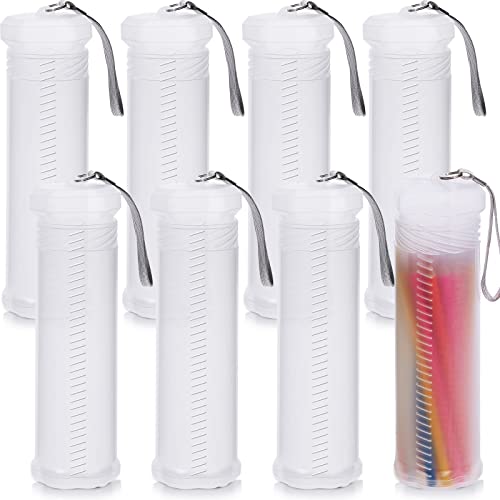 8 Stück ausziehbare Kunststoff-Pinsel-Hülle, transparent, langer Pinselhalter, Röhrenaufbewahrung, Pinsel-Organizer, Bleistiftbehälter, staubdicht, Künstler, Reisen von Gueevin