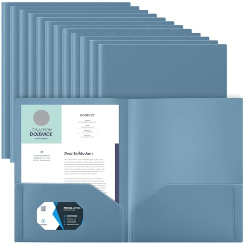 Gueevin 100 Stück Kunststoff-Ordner mit 2 Taschen, Briefform, strapazierfähig, für Büro, Schule, Business, 29 x 24 cm (Marineblau) von Gueevin