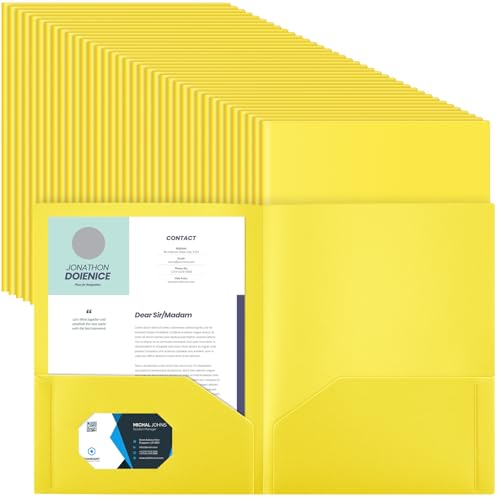 Gueevin 200 Stück Dokumentenmappe mit 2 Fächern, aus Kunststoff, mit 2 Fächern, Briefform, strapazierfähig, Portfolio-Mappe für Zuhause, Büro, Schule, Geschäft, 29 x 24 cm, Gelb Gueevin 200 Stück Dokumentenmappe mit 2 Fächern, aus Kunststoff, mit 2 Fächern, Briefform, strapazierfähig, Portfolio-Mappe für Zuhause, Büro, Schule, Geschäft, 29 x 24 cm, Gelb von Gueevin