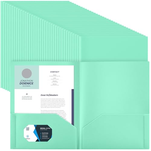 Gueevin 200 Stück Dokumentenmappe mit 2 Fächern, aus Kunststoff, mit 2 Fächern, Briefform, strapazierfähig, Portfolio-Mappe für Zuhause, Büro, Schule, Geschäft, 29 x 24 cm, Hellgrün Gueevin 200 Stück Dokumentenmappe mit 2 Fächern, aus Kunststoff, mit 2 Fächern, Briefform, strapazierfähig, Portfolio-Mappe für Zuhause, Büro, Schule, Geschäft, 29 x 24 cm, Hellgrün von Gueevin