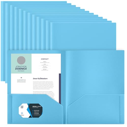 Gueevin 24 Stück Kunststoff-Ordner mit Taschen, 2 Fächer, passend für Briefgröße, robuster Visitenkartenhalter für Zuhause, Büro, 11,5 x 22,9 cm, 114 cm, Hellblau Gueevin 24 Stück Kunststoff-Ordner mit Taschen, 2 Fächer, passend für Briefgröße, robuster Visitenkartenhalter für Zuhause, Büro, 11,5 x 22,9 cm, 114 cm, Hellblau von Gueevin