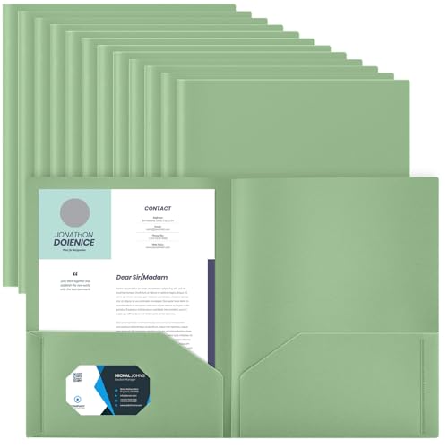 Gueevin 24 Stück Kunststoff-Ordner mit Taschen, 2 Fächer, passend für Briefgröße, robuster Visitenkartenhalter für Zuhause, Büro, 11,5 x 22,9 cm, 114 cm, Salbeigrün Gueevin 24 Stück Kunststoff-Ordner mit Taschen, 2 Fächer, passend für Briefgröße, robuster Visitenkartenhalter für Zuhause, Büro, 11,5 x 22,9 cm, 114 cm, Salbeigrün von Gueevin