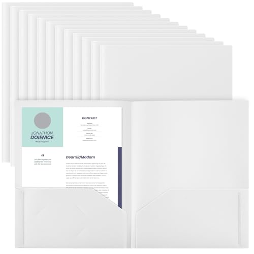Gueevin 24 Stück Kunststoff-Ordner mit Taschen, 2 Fächer, passend für Briefgröße, robuster Visitenkartenhalter für Zuhause, Büro, 11,5 x 22,9 cm, 114 cm, Weiß von Gueevin