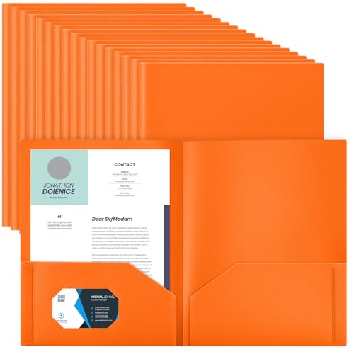 Gueevin 50 Stück Kunststoff-Ordner mit Taschen, 2 Fächer, passend für Briefgröße, robuster Visitenkartenhalter für Zuhause, Büro, 11,5 x 22,9 cm, 114,5 cm, Orange Gueevin 50 Stück Kunststoff-Ordner mit Taschen, 2 Fächer, passend für Briefgröße, robuster Visitenkartenhalter für Zuhause, Büro, 11,5 x 22,9 cm, 114,5 cm, Orange von Gueevin