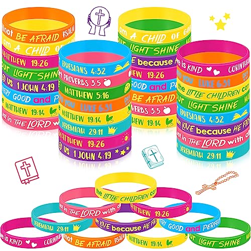 Gueevin Armbänder mit Bibelvers für Kinder, christliche Schrift, Jesus-Armband, religiöse, motivierende Kinder, Schulgeschenke, Klassenzimmerpreise (niedlich, klassische Farbe), 36 Stück von Gueevin