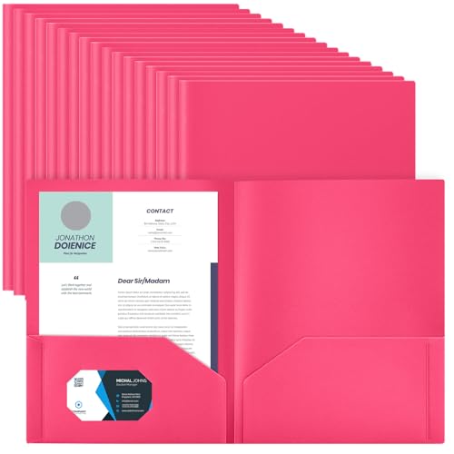 Gueevin Dokumentenmappe mit 2 Fächern, aus Kunststoff, mit 2 Taschen, Briefformat, strapazierfähig, Portfolio-Mappe für Zuhause, Büro, Schule, Geschäft, 29 x 24 cm, Hot Pink, 100 Stück Gueevin Dokumentenmappe mit 2 Fächern, aus Kunststoff, mit 2 Taschen, Briefformat, strapazierfähig, Portfolio-Mappe für Zuhause, Büro, Schule, Geschäft, 29 x 24 cm, Hot Pink, 100 Stück von Gueevin