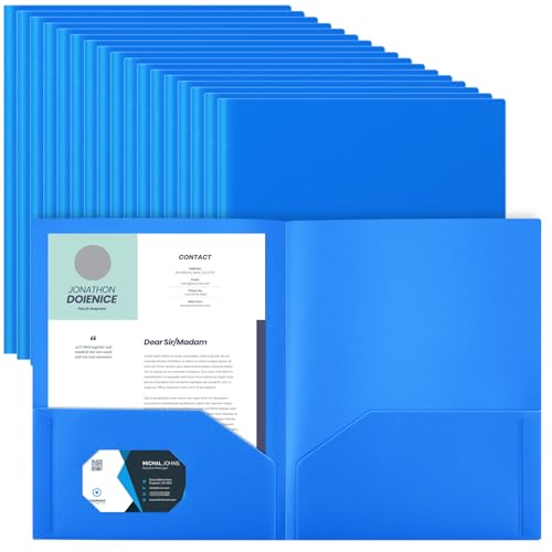 Gueevin Dokumentenmappe mit 2 Fächern, aus Kunststoff, mit 2 Taschen, Briefformat, strapazierfähig, Portfolios, für Zuhause, Büro, Schule, Geschäft, 29 x 24 cm, Blau, 100 Stück Gueevin Dokumentenmappe mit 2 Fächern, aus Kunststoff, mit 2 Taschen, Briefformat, strapazierfähig, Portfolios, für Zuhause, Büro, Schule, Geschäft, 29 x 24 cm, Blau, 100 Stück von Gueevin