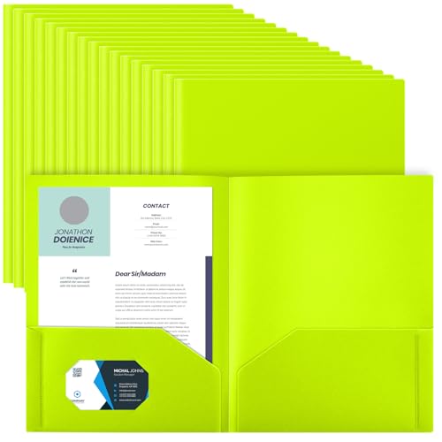 Gueevin Kunststoff-Ordner mit 2 Fächern, Großpackung, Dokumentenmappe mit 2 Taschen, Briefformat, strapazierfähig, Portfolio-Etui für Büro, Schule, Geschäft, 29 x 24 cm, fluoreszierendes Grün, 72 Gueevin Kunststoff-Ordner mit 2 Fächern, Großpackung, Dokumentenmappe mit 2 Taschen, Briefformat, strapazierfähig, Portfolio-Etui für Büro, Schule, Geschäft, 29 x 24 cm, fluoreszierendes Grün, 72 von Gueevin