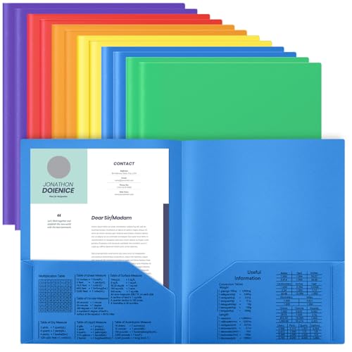 Gueevin Kunststoff-Ordner mit Taschen, 29 x 24 cm, 2 Fächer, passend für Briefgröße, robuster Kartenhalter, entworfen für Zuhause, Schule, Studenten, Lehrer, Geschäft, Büroangestellte (bunt, 12 Stück) Gueevin Kunststoff-Ordner mit Taschen, 29 x 24 cm, 2 Fächer, passend für Briefgröße, robuster Kartenhalter, entworfen für Zuhause, Schule, Studenten, Lehrer, Geschäft, Büroangestellte (bunt, 12 Stück) von Gueevin