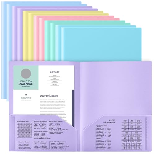 Gueevin Kunststoff-Ordner mit Taschen, 29 x 24 cm, 2 Fächer, passend für Briefgröße, robuster Kartenhalter, entworfen für Zuhause, Schule, Studenten, Lehrer, Geschäft, Büroangestellte (Pastellfarben Gueevin Kunststoff-Ordner mit Taschen, 29 x 24 cm, 2 Fächer, passend für Briefgröße, robuster Kartenhalter, entworfen für Zuhause, Schule, Studenten, Lehrer, Geschäft, Büroangestellte (Pastellfarben von Gueevin