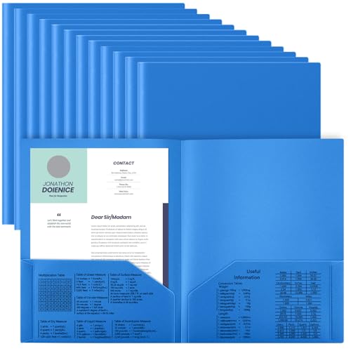 Gueevin Kunststoff-Ordner mit Taschen, 29 x 24 cm, zwei Fächer, passend für Briefgröße, robuster Kartenhalter, entworfen für Zuhause, Schule, Studenten, Lehrer, Geschäft, Büroangestellte (Blau, 24 Gueevin Kunststoff-Ordner mit Taschen, 29 x 24 cm, zwei Fächer, passend für Briefgröße, robuster Kartenhalter, entworfen für Zuhause, Schule, Studenten, Lehrer, Geschäft, Büroangestellte (Blau, 24 von Gueevin