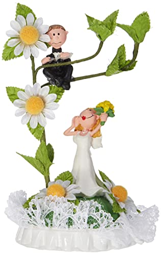 Günthart Kleiner Polyresin Brautpaaraufsatz mit Blumendekoration, verpackt in dekorativem Sichtkarton, 1er Pack (1 x 120 g) von Günthart