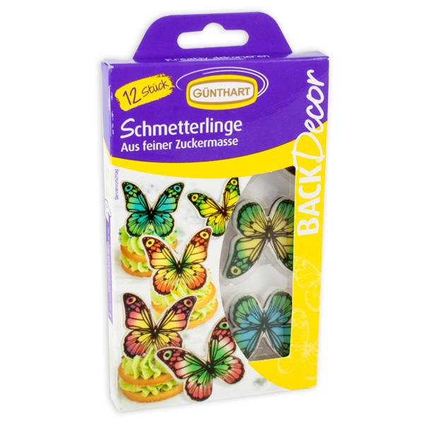 Schmetterlinge Tortendeko aus Zucker, 12 Stück Schmetterlinge Tortendeko aus Zucker, 12 Stück von Günthart