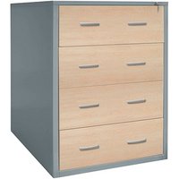 Gürkan Hängeregistraturschrank silber, ahorn 4 Schubladen 76,0 x 62,0 x 132,0 cm von Gürkan