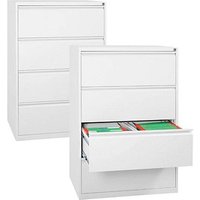 Gürkan Hängeregistraturschrank reinweiß 4 Schubladen 76,0 x 62,0 x 132,0 cm von Gürkan