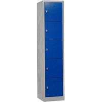 Gürkan Schließfachschrank lichtgrau, enzianblau 111281, 5 Schließfächer 41,0 x 45,0 x 190,0 cm von Gürkan