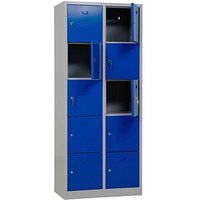 Gürkan Schließfachschrank lichtgrau, enzianblau 106956, 10 Schließfächer 80,0 x 45,0 x 190,0 cm von Gürkan