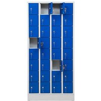 Gürkan Schließfachschrank lichtgrau, enzianblau 110298, 32 Schließfächer 80,0 x 15,0 x 168,0 cm von Gürkan