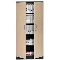 Gürkan Stahlschrank 100130 tiefschwarz, ahorn 92,0 x 42,0 x 195,0 cm, aufgebaut von Gürkan