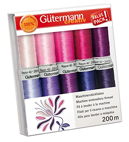 Gütermann creativ Maschinenstickfaden-Set mit 10 Spulen Rayon 40 200 m in verschiedenen Farben von Gütermann
