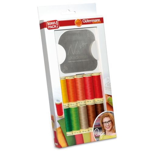 Gütermann creativ Nähfaden-Set mit 10 Spulen Allesnäher 100 m in Inges Lieblingsfarben + eine Zeichen- und Bügelschablone, Mehrfabig von Gütermann