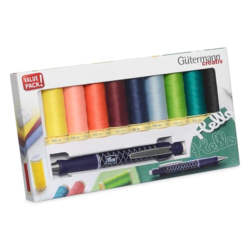 Gütermann creativ Nähfaden-Set mit 10 Spulen Allesnäher 100 m in verschiedenen Farben + ein Minenstift von PRYM von Gütermann