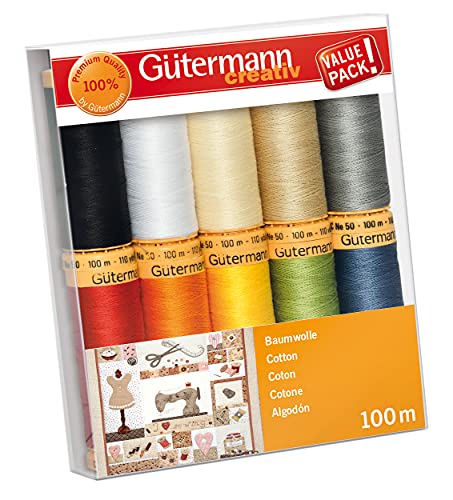 Gütermann creativ Nähfaden-Set mit 10 Spulen Baumwolle 100 m in verschiedenen Farben von Gütermann creativ