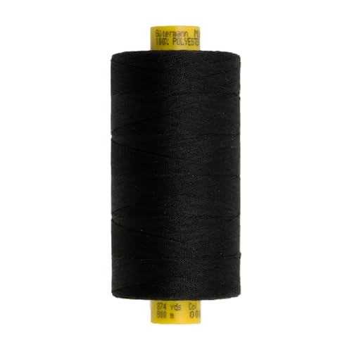 GUTERMANN A&E MARA Nähgarn auf Spule – Glänzend, strapazierfähig – Für Bekleidung, Schuhe, Lederwaren, Polstermöbel – 100% Polyester – 80/800m – Farbe Schwarz 000 – 3x3x7,5cm von Gütermann