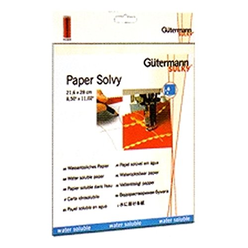 Gütermann 21.6 cm x 28 cm 90% Zellulose/10% Polyvinylalkohol Paper Solvy Folie für wasserlöslich, transparent Gütermann 21.6 cm x 28 cm 90% Zellulose/10% Polyvinylalkohol Paper Solvy Folie für wasserlöslich, transparent von Gütermann
