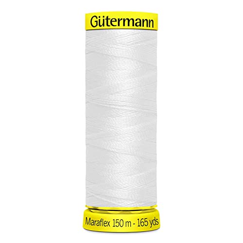 Guetermann GUT_777000-800-1 Maraflex Faden 150 m weiß, 100% Polybutylenterephthalat (PBT), Einheitsgröße von Gütermann