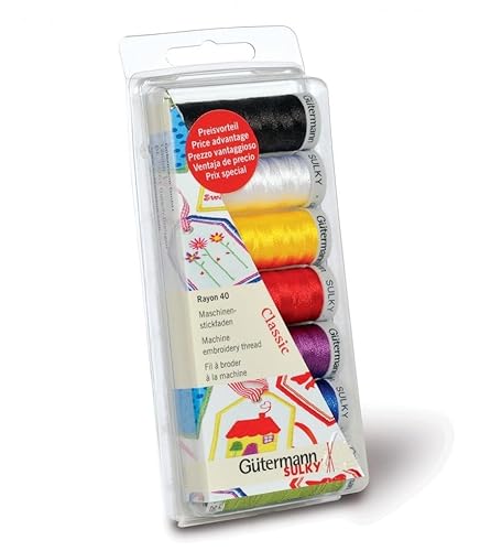 Gütermann Maschine Stickerei Rayon 40 Gewinde Set 200 m Classic – Pro 7 Stück von Gütermann