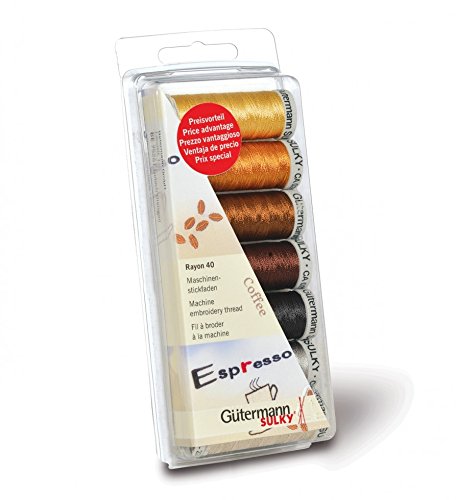 Gütermann Maschine Stickerei Rayon 40 Gewinde Set 200 m Kaffee – Pro 7 Stück von Gütermann