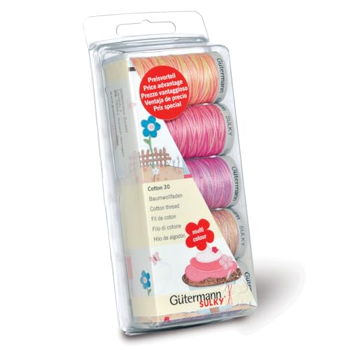 Gütermann Maschinenstickgarn, Stärke 30, 100, Blau/Grün Pink/Violett, Baumwolle, One Size Gütermann Maschinenstickgarn, Stärke 30, 100, Blau/Grün Pink/Violett, Baumwolle, One Size von Gütermann