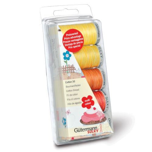 Gütermann Maschinenstickgarn, Stärke 30, 100, Blau/Grün Gelb/Rot, Baumwolle, One Size Gütermann Maschinenstickgarn, Stärke 30, 100, Blau/Grün Gelb/Rot, Baumwolle, One Size von Gütermann