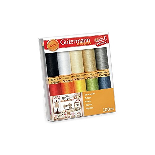Gütermann Nähfaden-Set Baumwolle C Ne 50 Basic-Farben 100 m 10 Stück Gütermann Nähfaden-Set Baumwolle C Ne 50 Basic-Farben 100 m 10 Stück von Gütermann