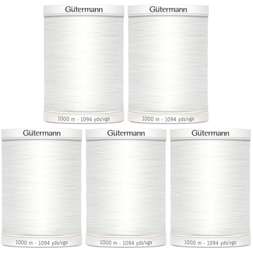 Gütermann Nähgarn, 900 m, Nu-Weiß, 5 Stück Gütermann Nähgarn, 900 m, Nu-Weiß, 5 Stück von Gütermann