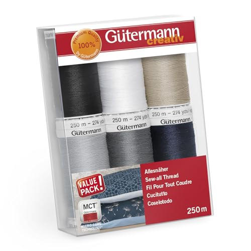 Gütermann creativ 734000-1 Allesnäher-Nähgarn-Set, 250 m x 6 Spulen, Multi 734000-6, 81x113x28 mm Gütermann creativ 734000-1 Allesnäher-Nähgarn-Set, 250 m x 6 Spulen, Multi 734000-6, 81x113x28 mm von Gütermann
