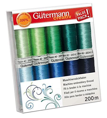 Gütermann creativ Maschinenstickfaden-Set mit 10 Spulen Rayon 40 200 m in verschiedenen Farben von Gütermann