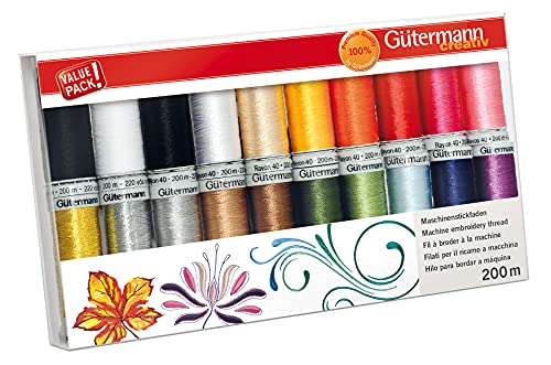 Gütermann creativ Maschinenstickfaden-Set mit 20 Spulen in verschiedenen Farben Gütermann creativ Maschinenstickfaden-Set mit 20 Spulen in verschiedenen Farben von Gütermann
