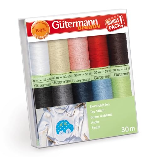 Gütermann creativ Nähfaden-Set mit 10 Spulen Zierstichfaden 30 m in Basisfarben Gütermann creativ Nähfaden-Set mit 10 Spulen Zierstichfaden 30 m in Basisfarben von Gütermann