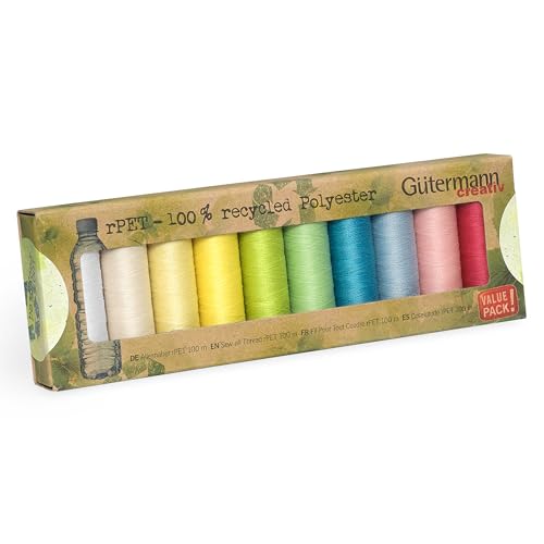 Gütermann creativ Nähfaden-Set rPET mit 10 Spulen Allesnäher 100 m aus 100 Prozent recyceltem Polyester in verschiedenen Farben Gütermann creativ Nähfaden-Set rPET mit 10 Spulen Allesnäher 100 m aus 100 Prozent recyceltem Polyester in verschiedenen Farben von Gütermann