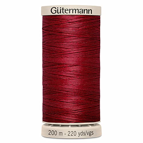 Gutermann 2T200Q/2453 | 2453-Dk Red 100% gewachste Baumwolle Quilt-Nähgarn | 200 m von Gütermann