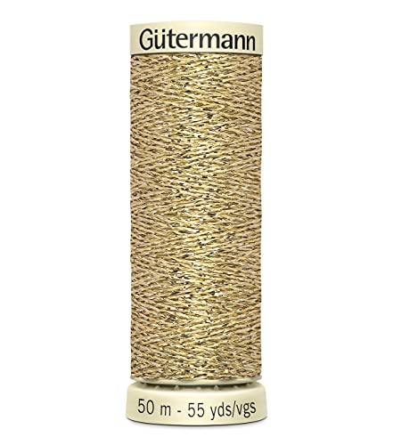 Gutermann Metallic-Effekt, Nylon/Polyester-Faden, 50 m, Gold, Schädlingsvertreiber v.203, 331G-024 von Gütermann