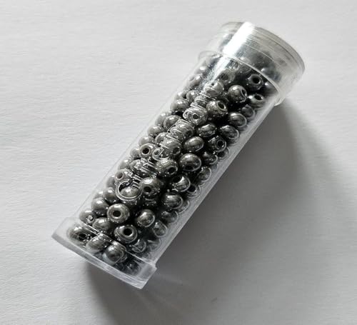 Perlen Rocailles 6/0 perlmutter 4,0 mm Röhrchen 13 g Fb 9525 hellgrau von Gütermann