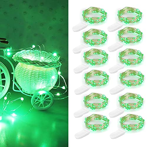 Guezuvoru Batteriebetriebene Lichterketten, 12 Stück 2m 20 LED wasserdichte Lichterketten, Sternenlichterketten für Schlafzimmer, Hochzeitsfeier, Weihnachtsdekoration - Grün von Guezuvoru