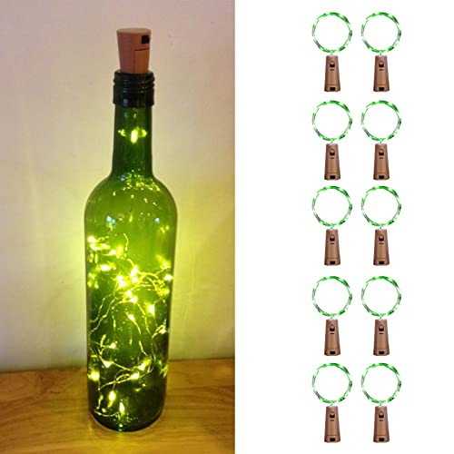 Flaschenlichter mit Kork, 10 Stück, 2 m, 20 LEDs, Weinflaschenlichter, wasserdicht, silberfarbener Draht, Flaschenlichterkette für Weihnachten, Hochzeit, Party, Mason Jar Dekoration, Grün Flaschenlichter mit Kork, 10 Stück, 2 m, 20 LEDs, Weinflaschenlichter, wasserdicht, silberfarbener Draht, Flaschenlichterkette für Weihnachten, Hochzeit, Party, Mason Jar Dekoration, Grün von Guezuvoru