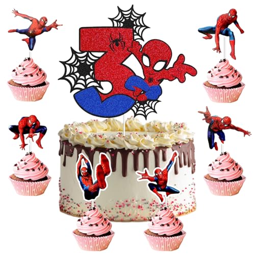 25 Stück Spiderm Cake Topper,7-Jährige Spiderm Tortendeko, Spiderm Kuchen Deko,Spiderm Deko Torte,Doppelseitiger Glitter Kindergeburtstag Kuchen Deko für Mädchen Junge Baby 25 Stück Spiderm Cake Topper,7-Jährige Spiderm Tortendeko, Spiderm Kuchen Deko,Spiderm Deko Torte,Doppelseitiger Glitter Kindergeburtstag Kuchen Deko für Mädchen Junge Baby von Gugatad
