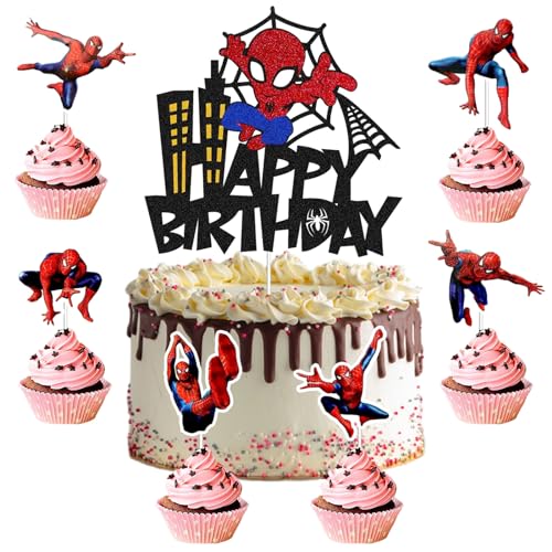 25 Stück Spiderm Cake Topper,7-Jährige Spiderm Tortendeko, Spiderm Kuchen Deko,Spiderm Deko Torte,Doppelseitiger Glitter Kindergeburtstag Kuchen Deko für Mädchen Junge Baby 25 Stück Spiderm Cake Topper,7-Jährige Spiderm Tortendeko, Spiderm Kuchen Deko,Spiderm Deko Torte,Doppelseitiger Glitter Kindergeburtstag Kuchen Deko für Mädchen Junge Baby von Gugatad